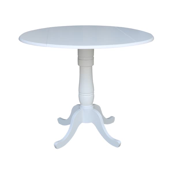 International Concepts Round 42, Round dual drop Leaf Pedestal Table, 35.5 inH, White, 42 W, 42 L, 35.5 in H, Wood, White K08-42DPT-6B - main